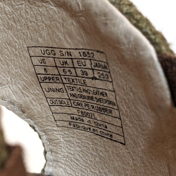 Ugg Peep Toe Fur Woven Espadrille Sandals in Olive - Picture 2 of 6